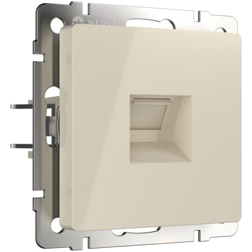 Розетка компьютерная без рамки Werkel 1-м. RJ45 5e слоновая кость глянцевый картинка